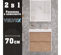 Тумба с раковиной подвесная Velvex Gesso tp.GES.9696.70.2Y белый матовый/дуб сонома, 70 см