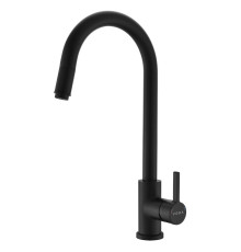 Смеситель для кухни с выдвижным изливом Voda Vessel Black VSL519B, черный