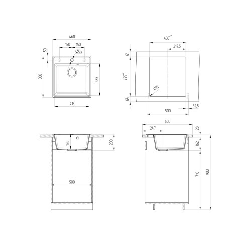 Кухонная мойка Ulgran Quartz Forte 460-10, песок