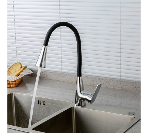 Смеситель для кухни с гибким изливом и режимом душ FRAP F4471, хром