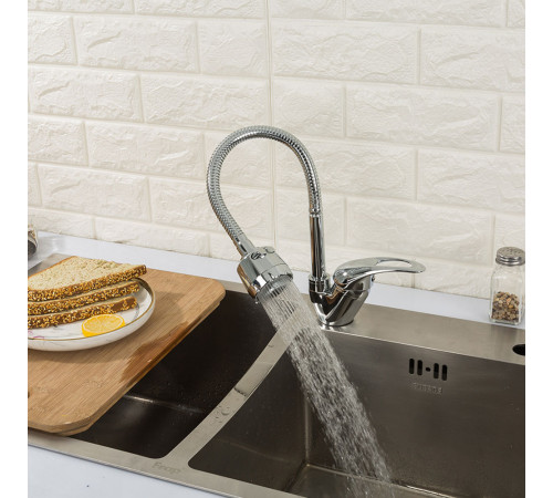 Смеситель для кухни с гибким изливом и режимом душ FRAP F4302-B, хром
