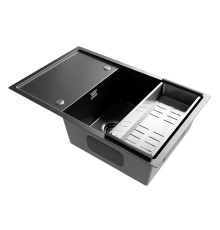 Кухонная мойка Ulgran Steel 780x500, черная брашированная сталь