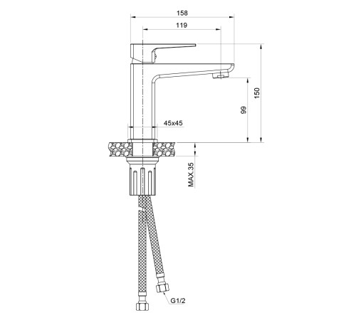 Смеситель для раковины WesnaArt NARCIS NAR06-210BL-25100, черный