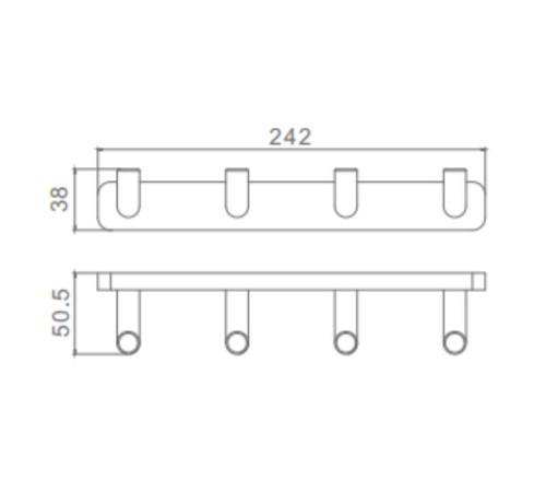 Планка с 4 крючками Raglo R320.054.09, графит