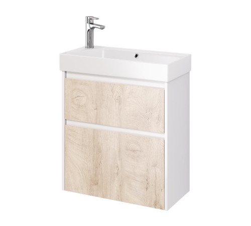 Тумба под раковину подвесная Dreja Slim 65 см, белый/дуб кантри