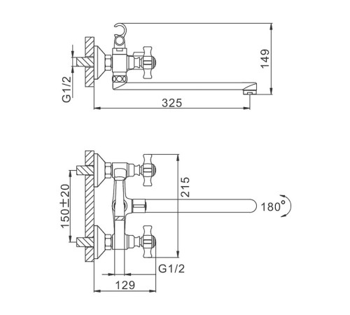 Смеситель для ванны FRAP F2224, хром