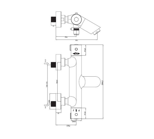 Смеситель для ванны с термостатом ESKO T3054 Black, черный