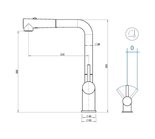 Смеситель для кухни Grandex Aqua Integra-SP 9020493, графит