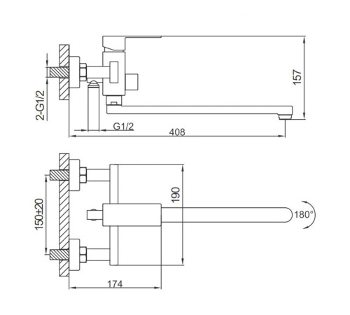 Смеситель для ванны FRAP F22802-26, черный