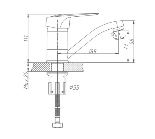 Смеситель для кухни Haiba HB4504-2, хром
