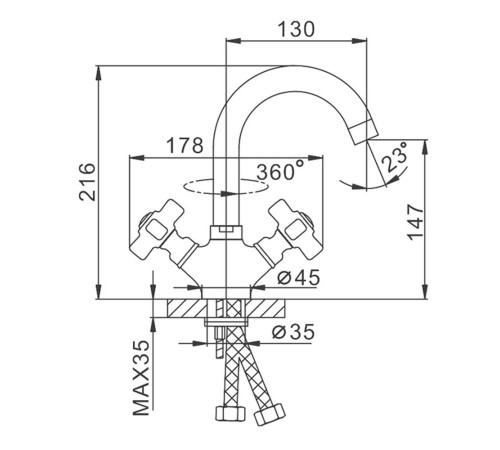Смеситель для раковины Frap F1318, хром