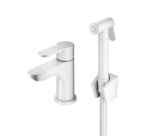 Смеситель для раковины с гигиеническим душем Prohanss P64.12.08, белый