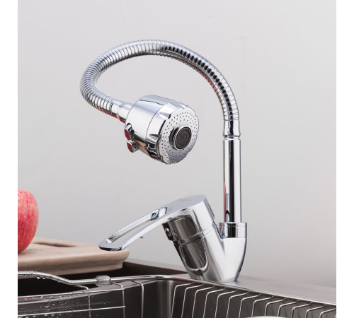 Смеситель для кухни с гибким изливом и режимом душ FRAP F43701-B, хром