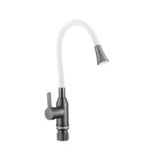 Смеситель для кухни с гибким изливом и режимом душ Fmark FS8277Q-02, графит/белый
