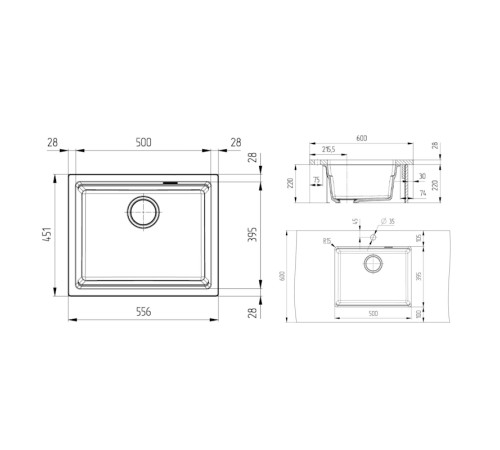 Кухонная мойка Grandex Aqua Comfort 500204, черный