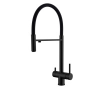 Смеситель для кухни с гибким изливом и подключением фильтра WesnaArt EKO05-160MatBlack, черный