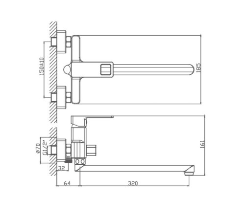 Смеситель для ванны Haiba HB22615-7, черный