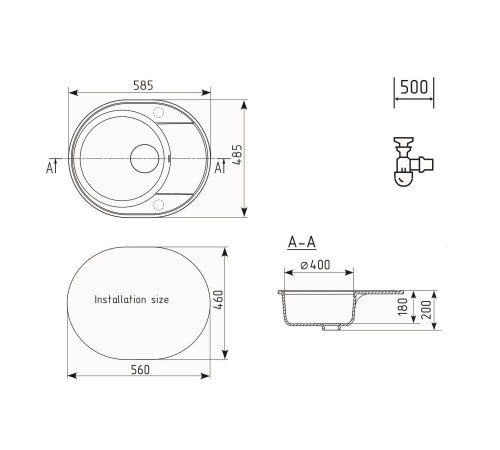 Кухонная мойка Ulgran Quartz Nora 585-08, космос