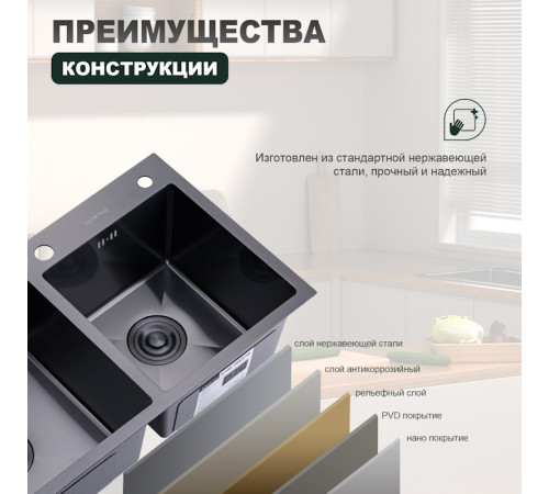 Кухонная мойка Splenka S706.7843.09, графит