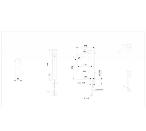 Смеситель для раковины Bravat Rhein F1429564BW-A-ENG, черный