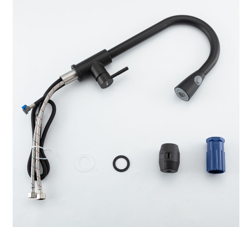 Смеситель для кухни с выдвижным изливом и режимом душ FRAP F60991-6, черный