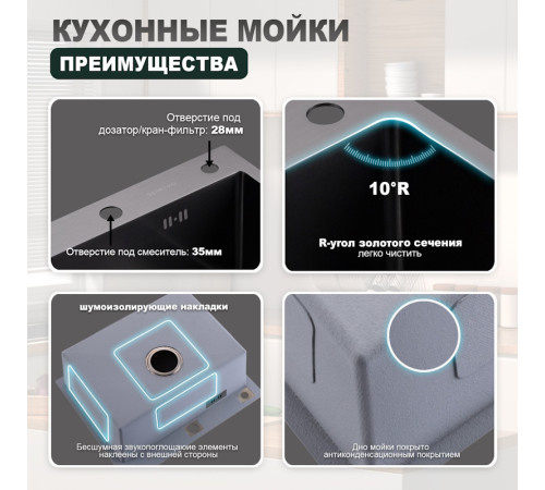 Кухонная мойка Splenka S702.6050.09, графит