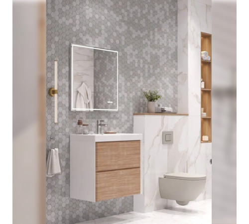Тумба с раковиной подвесная Velvex Gesso tp.GES.9696.70.2Y белый матовый/дуб сонома, 70 см