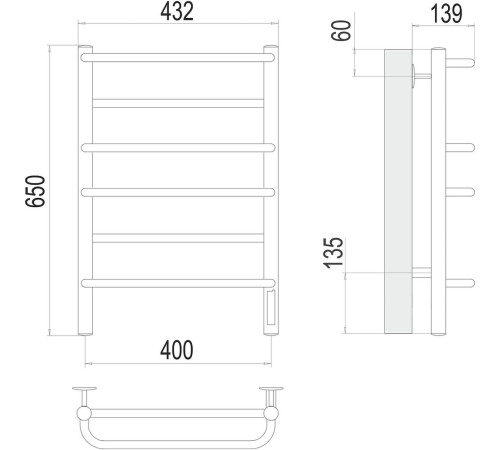 Полотенцесушитель электрический Terminus Евромикс П6 40х65
