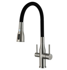 Смеситель для кухни с гибким изливом и подключением фильтра GAPPO G4399-65, сатин