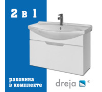 Тумба с раковиной подвесная Dreja Laguna 85 см, белый