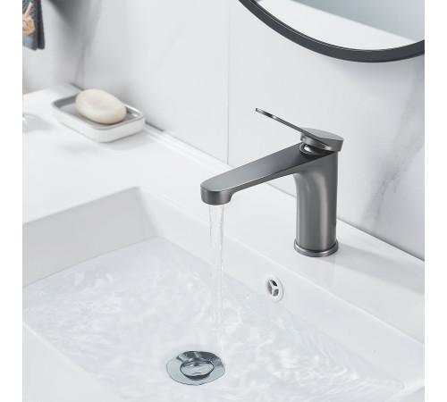 Смеситель для раковины Shevanik S6201T, оружейная сталь
