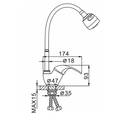 Смеситель для кухни с гибким изливом и режимом душ FRAP F4303, хром