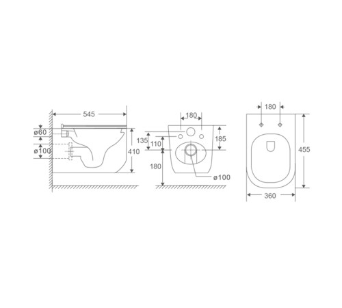 Унитаз подвесной KNOTLOR Темп WC545PWG, белый глянец