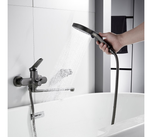 Смеситель для ванны Shevanik S4322T, оружейная сталь