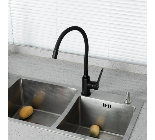 Смеситель для кухни с гибким изливом FRAP F4462, черный