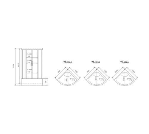 Душевая кабина Timo Eco TE-0780, 80x80x218