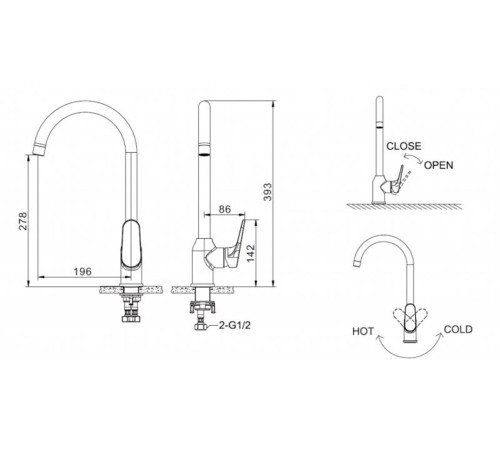 Смеситель для кухни Bravat ELER F7191238CP-RUS, хром