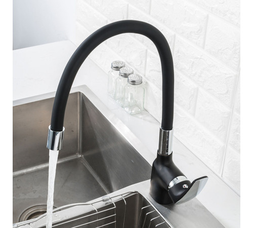 Смеситель для кухни с гибким изливом FRAP F4453-04, черный