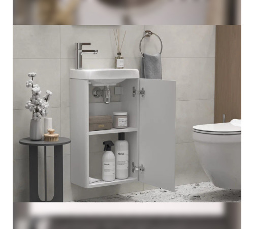 Тумба под раковину подвесная Velvex Bio tp.BIO.BIO.MAXI.40.1D белый глянец, 40 см