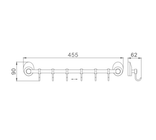 Планка с крючками для полотенец Haiba HB1615-6, хром