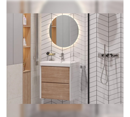 Тумба под раковину подвесная Velvex Gesso tp.GES.9696.60.2Y белый матовый/дуб сонома, 60 см