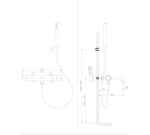 Смеситель для ванны Raiber RPG-003, золото