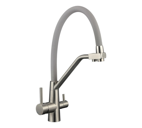 Смеситель для кухни с подключением фильтра воды Fmark FS0662-XL04, сатин/серый