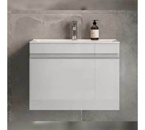 Тумба с раковиной подвесная Velvex Pulsus tp.PUL.PUL.70.1Y белый глянец, 70 см