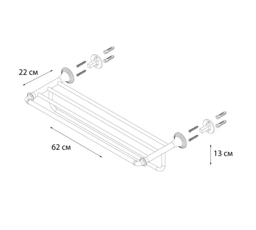 Полка для полотенец Fixsen Luksor FX-71615B, черный/золото