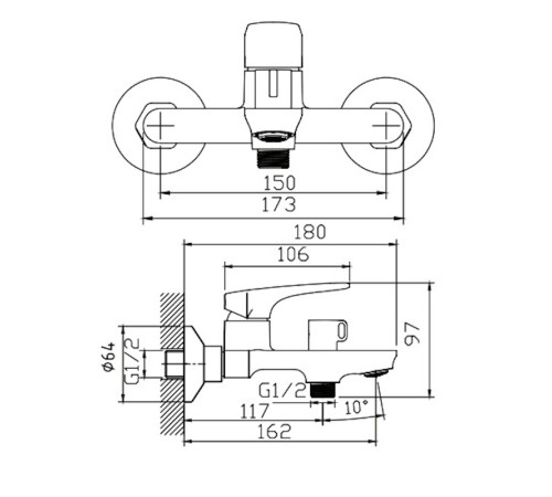 Смеситель для ванны Knotlor KN-82/GM, вороненая сталь