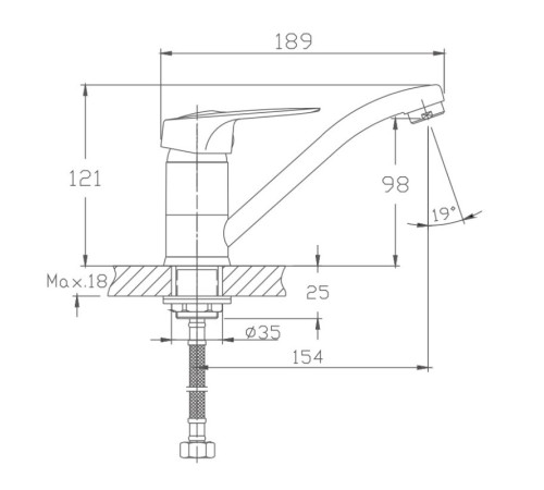 Смеситель для кухни Haiba HB4537-2, хром