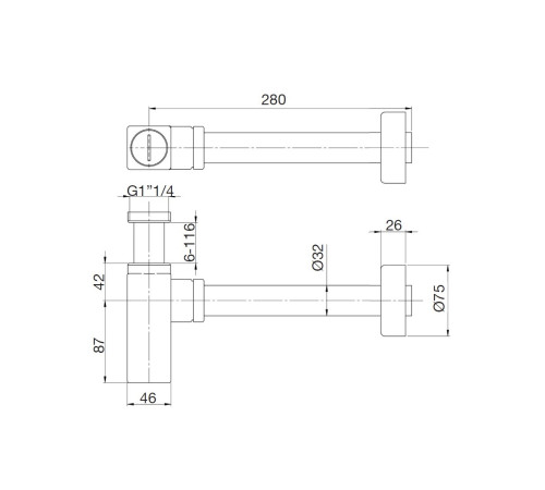 Сифон для раковины Webert AC0404560, черный