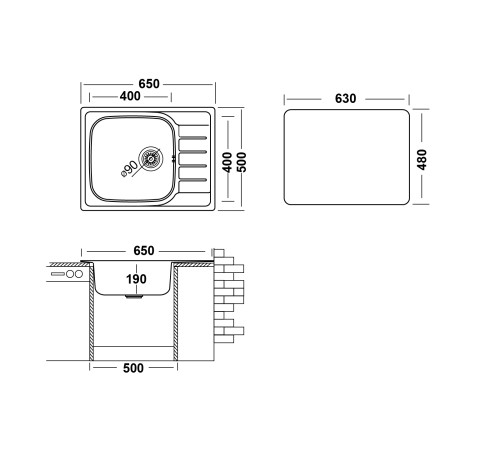 Кухонная мойка UKINOX Гранд GRL650.500 -GT8K 2L, 50*65