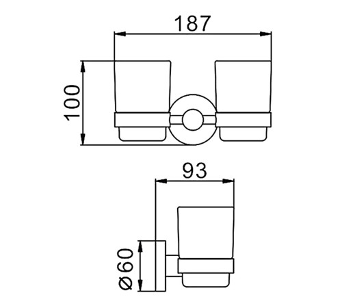 Стакан для ванной двойной FRAP F30208, черный
